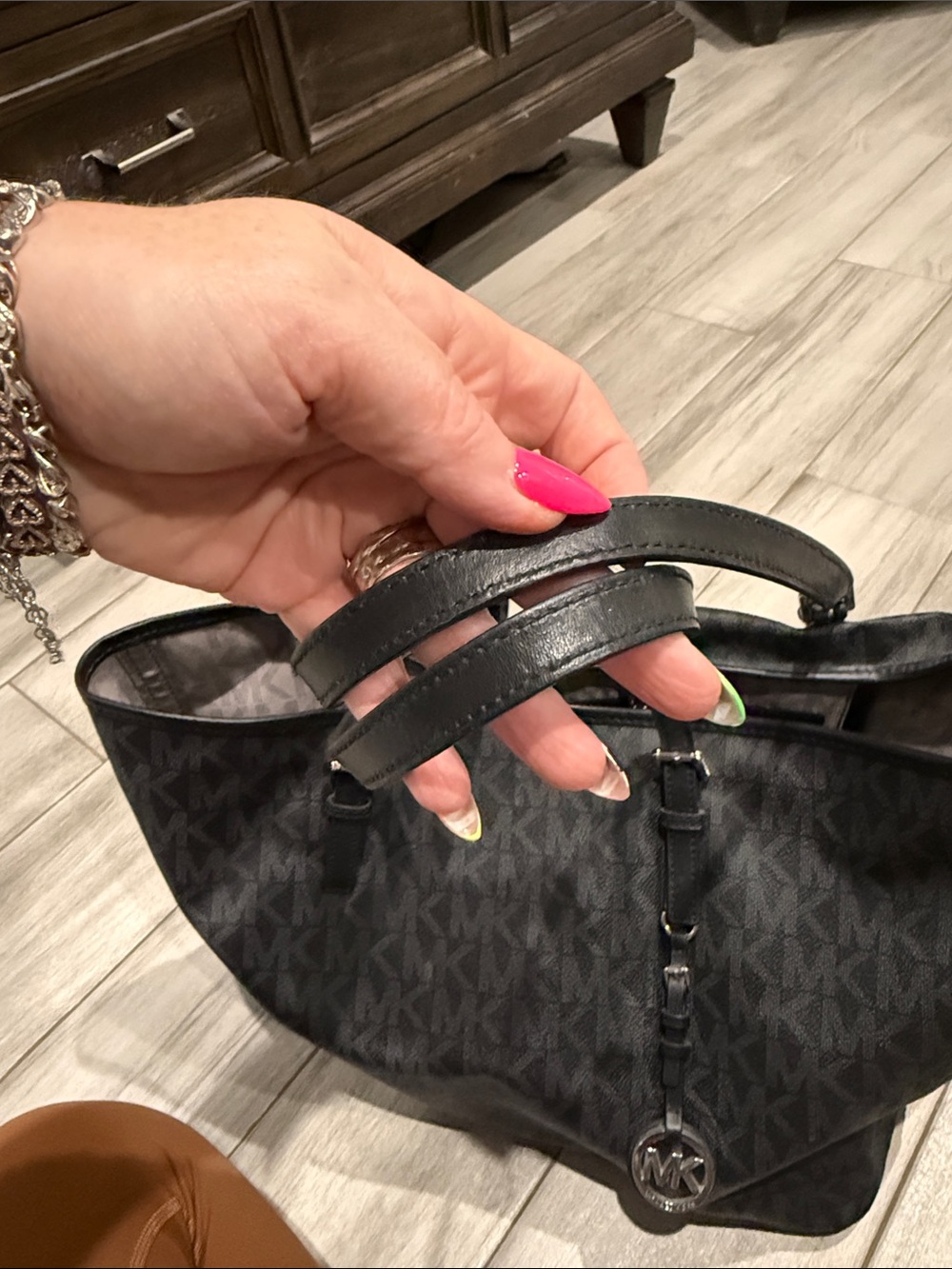 Michael Kors Black Signature MK Charm Tote - Picture 5 of 5